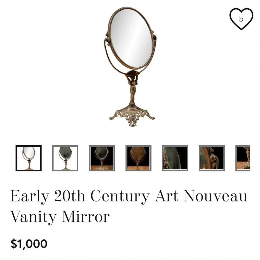 RARE Early 1900s Antique Art Nouveau Vanity Mirror - Stunning Home/Bath Decor